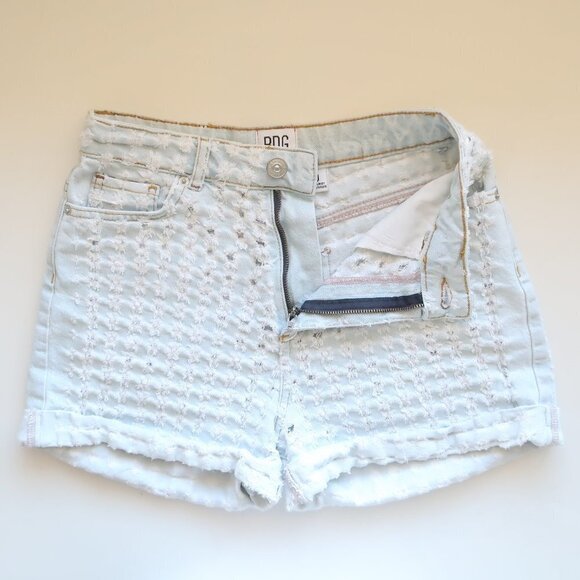 BDG Urban Outfitters Light Wash Distressed High Waist Mom Denim / Jean Sorts 25 - Picture 3 of 11